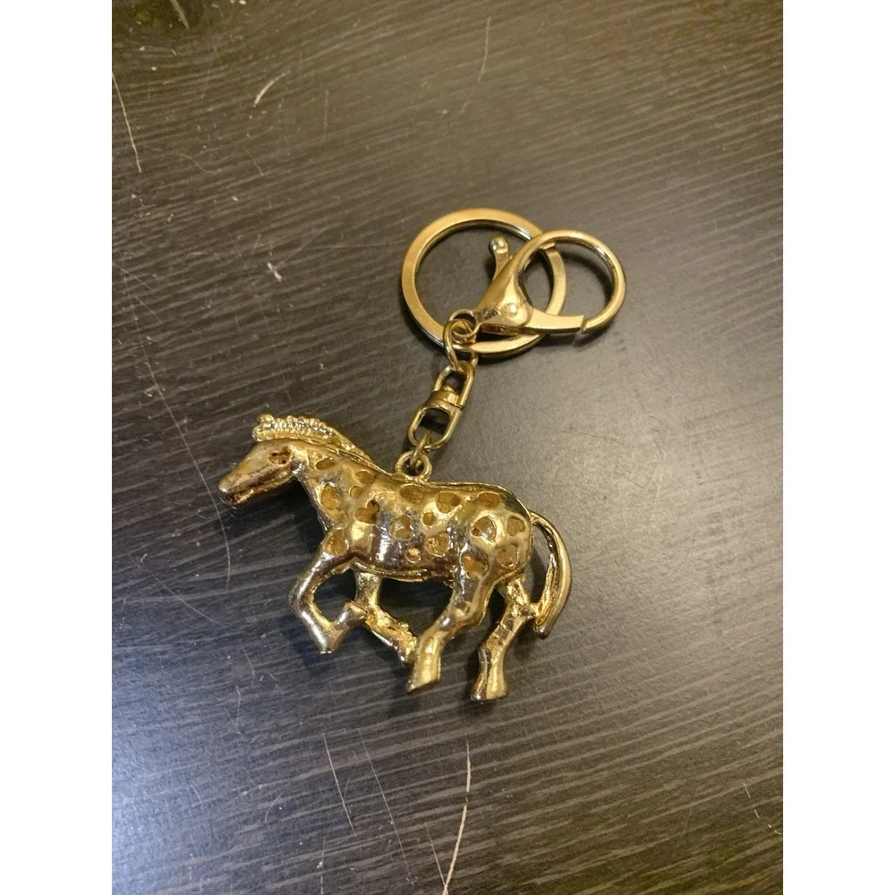 Horse Zebra Keychain Bejeweled Rhinestone Purse Jewelry Bling Clip Key Ring